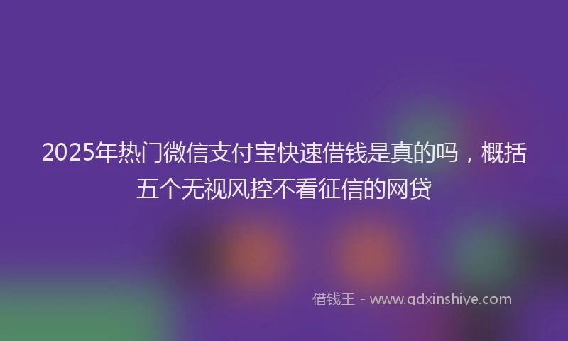2025年热门微信支付宝快速借钱是真的吗，概括五个无视风控不看征信的网贷