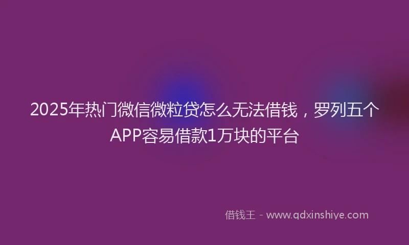 2025年热门微信微粒贷怎么无法借钱，罗列五个APP容易借款1万块的平台