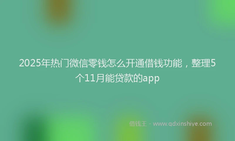 2025年热门微信零钱怎么开通借钱功能，整理5个11月能贷款的app