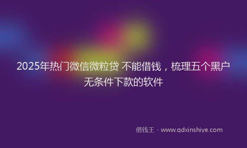 2025年热门微信微粒贷 不能借钱，梳理五个黑户无条件下款的软件