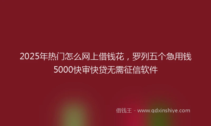 2025年热门怎么网上借钱花，罗列五个急用钱5000快审快贷无需征信软件