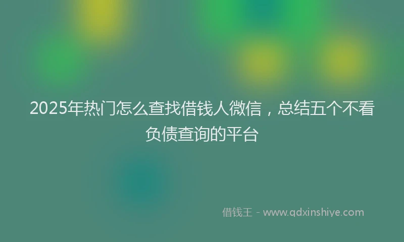 2025年热门怎么查找借钱人微信，总结五个不看负债查询的平台
