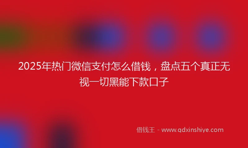 2025年热门微信支付怎么借钱，盘点五个真正无视一切黑能下款口子