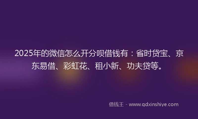 2025年的微信怎么开分呗借钱有：省时贷宝、京东易借、彩虹花、租小新、功夫贷等。
