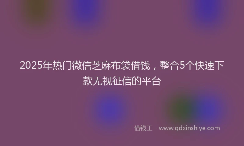 2025年热门微信芝麻布袋借钱，整合5个快速下款无视征信的平台