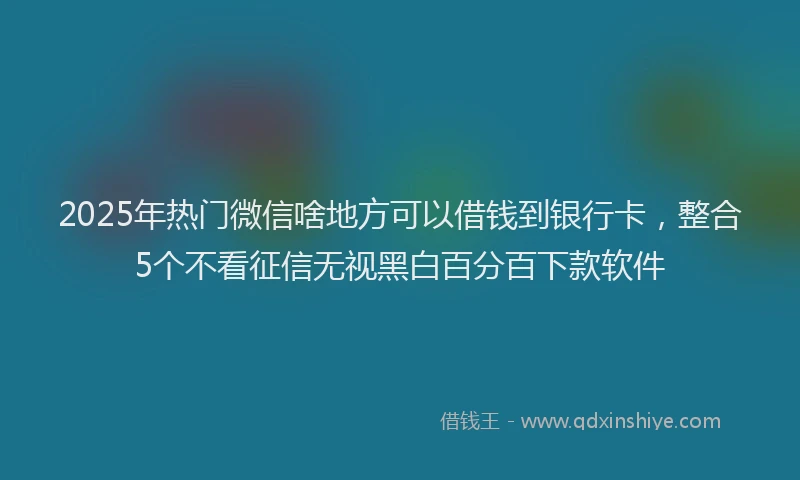 2025年热门微信啥地方可以借钱到银行卡，整合5个不看征信无视黑白百分百下款软件