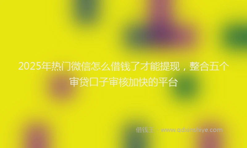 2025年热门微信怎么借钱了才能提现，整合五个审贷口子审核加快的平台