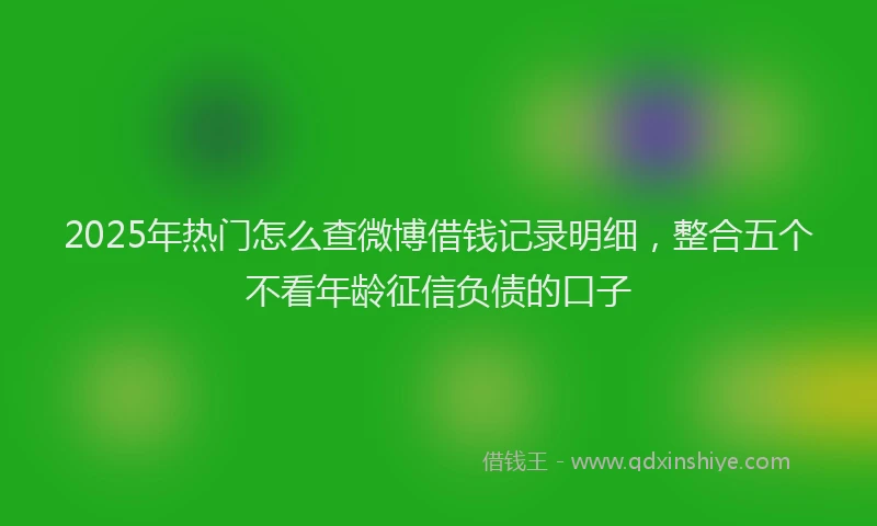 2025年热门怎么查微博借钱记录明细，整合五个不看年龄征信负债的口子