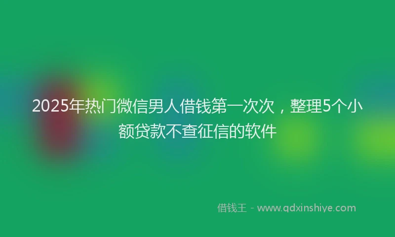 2025年热门微信男人借钱第一次次，整理5个小额贷款不查征信的软件
