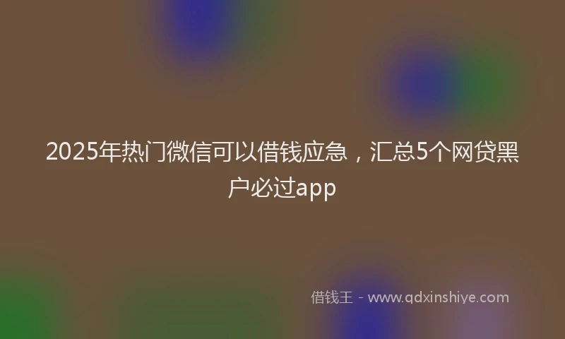 2025年热门微信可以借钱应急，汇总5个网贷黑户必过app