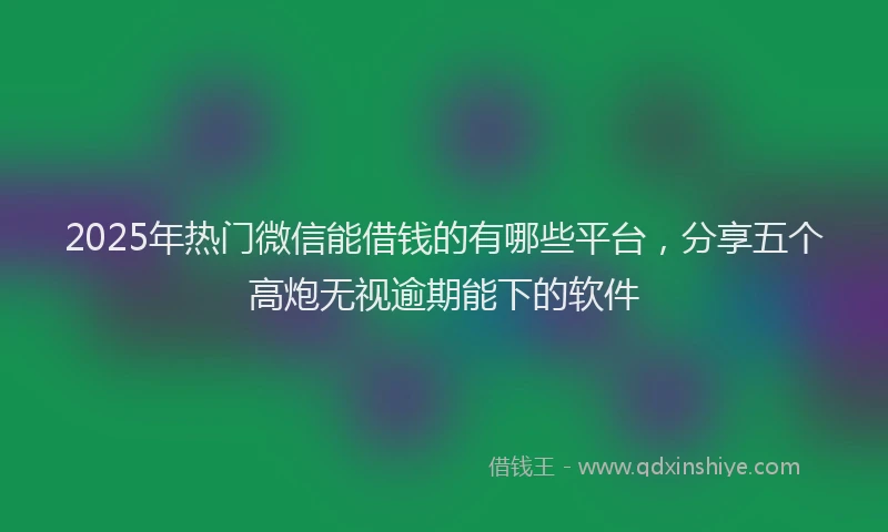 2025年热门微信能借钱的有哪些平台，分享五个高炮无视逾期能下的软件