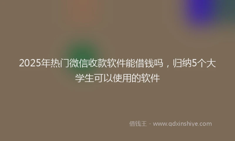 2025年热门微信收款软件能借钱吗，归纳5个大学生可以使用的软件