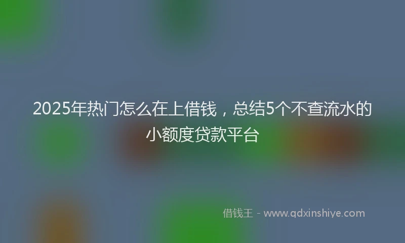 2025年热门怎么在上借钱，总结5个不查流水的小额度贷款平台