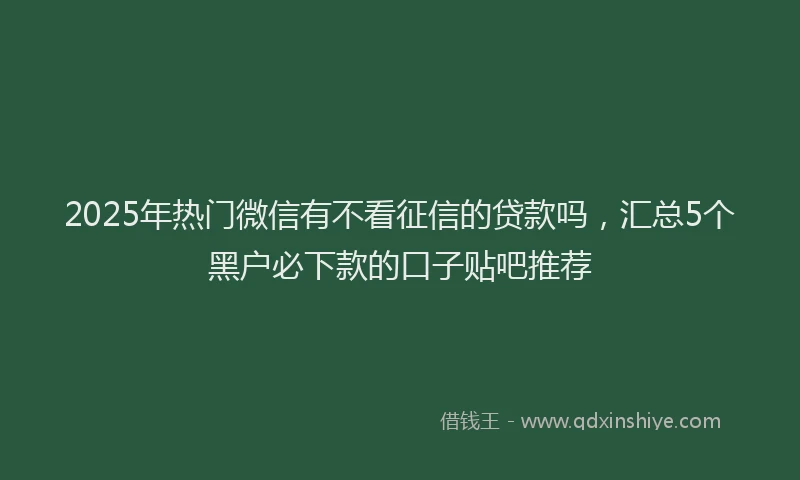 2025年热门微信有不看征信的贷款吗，汇总5个黑户必下款的口子贴吧推荐