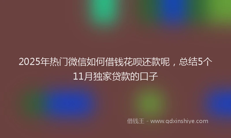 2025年热门微信如何借钱花呗还款呢，总结5个11月独家贷款的口子