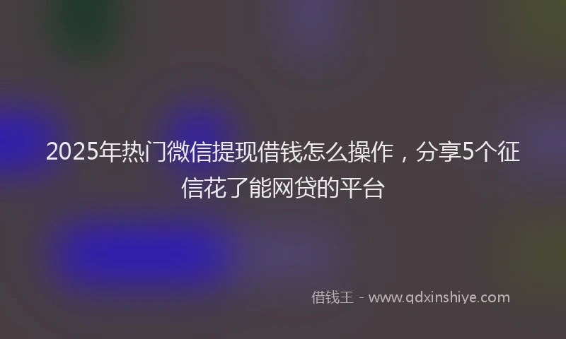 2025年热门微信提现借钱怎么操作，分享5个征信花了能网贷的平台
