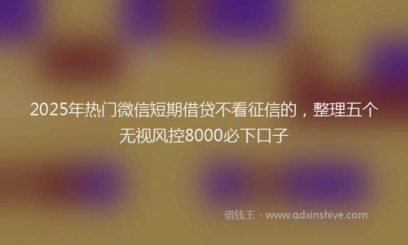 2025年热门微信短期借贷不看征信的,整理五个无视风控8000必下口子