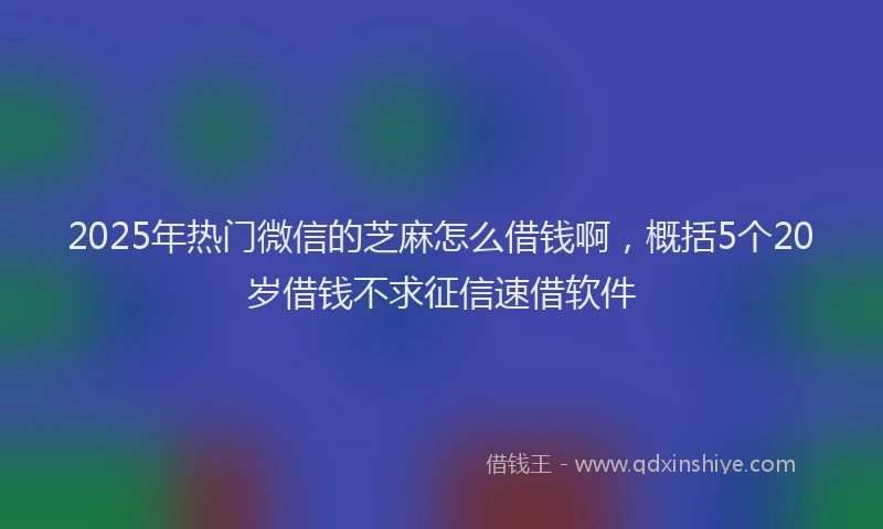 2025年热门微信的芝麻怎么借钱啊，概括5个20岁借钱不求征信速借软件