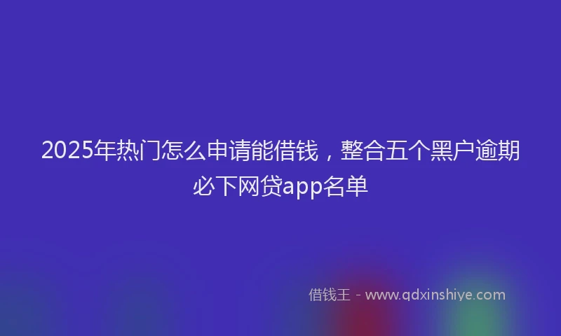 2025年热门怎么申请能借钱，整合五个黑户逾期必下网贷app名单