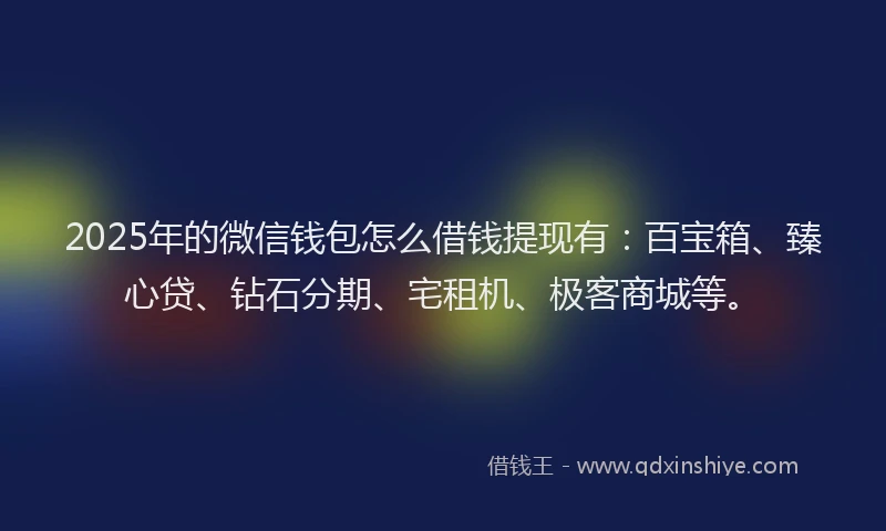 2025年的微信钱包怎么借钱提现有：百宝箱、臻心贷、钻石分期、宅租机、极客商城等。