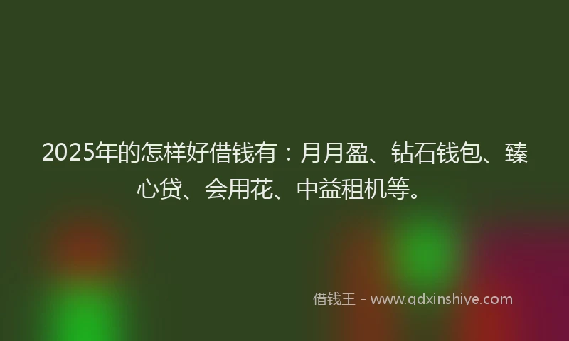 2025年的怎样好借钱有：月月盈、钻石钱包、臻心贷、会用花、中益租机等。