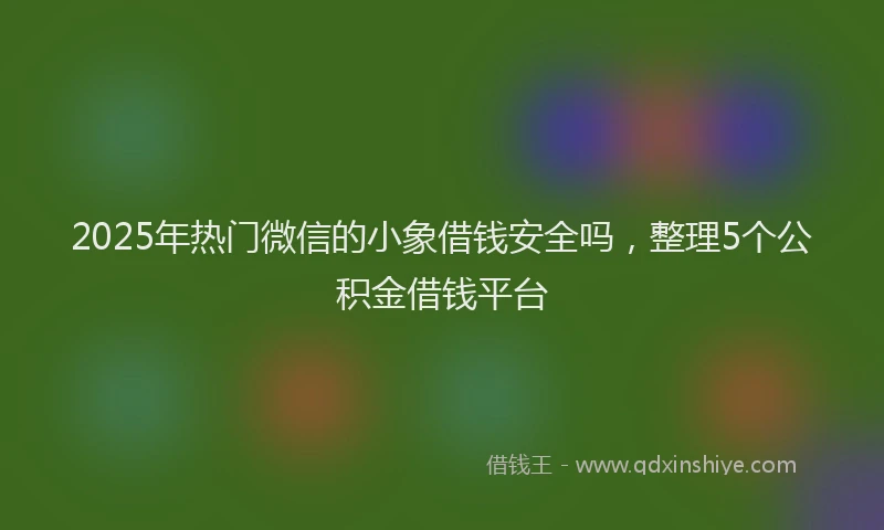 2025年热门微信的小象借钱安全吗，整理5个公积金借钱平台