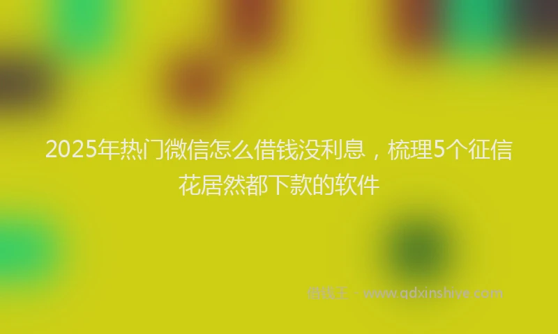 2025年热门微信怎么借钱没利息，梳理5个征信花居然都下款的软件