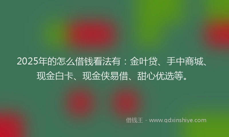 2025年的怎么借钱看法有：金叶贷、手中商城、现金白卡、现金侠易借、甜心优选等。