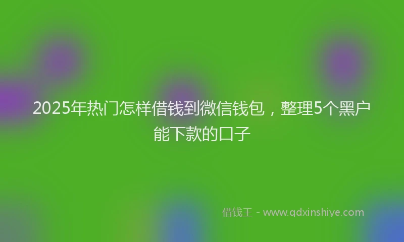 2025年热门怎样借钱到微信钱包，整理5个黑户能下款的口子