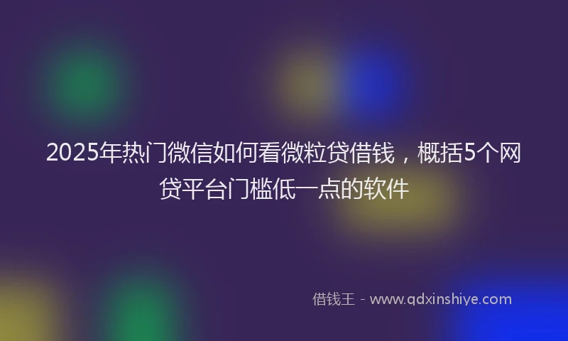 2025年热门微信如何看微粒贷借钱，概括5个网贷平台门槛低一点的软件