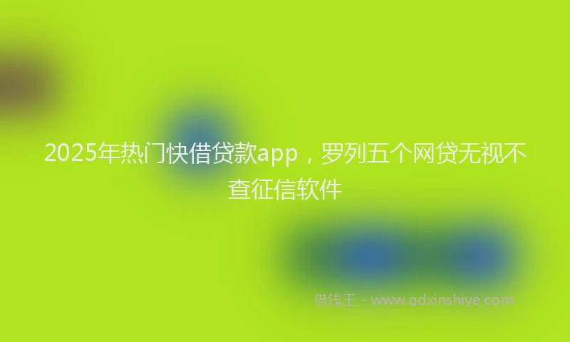 2025年热门快借贷款app，罗列五个网贷无视不查征信软件