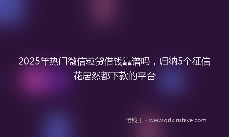 2025年热门微信粒贷借钱靠谱吗，归纳5个征信花居然都下款的平台