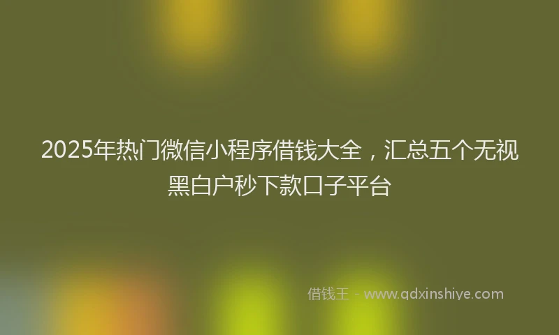 2025年热门微信小程序借钱大全，汇总五个无视黑白户秒下款口子平台