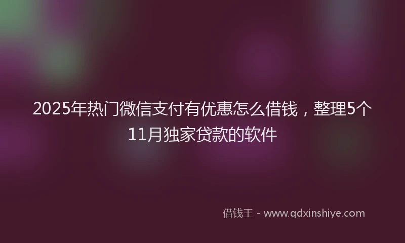 2025年热门微信支付有优惠怎么借钱，整理5个11月独家贷款的软件