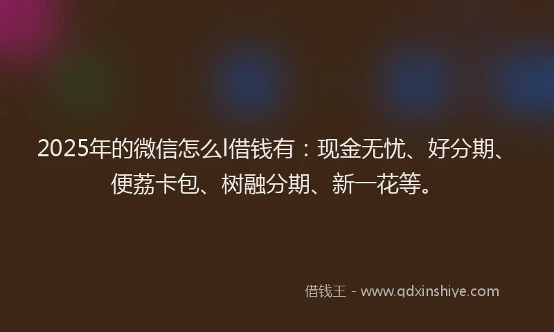 2025年的微信怎么l借钱有：现金无忧、好分期、便荔卡包、树融分期、新一花等。