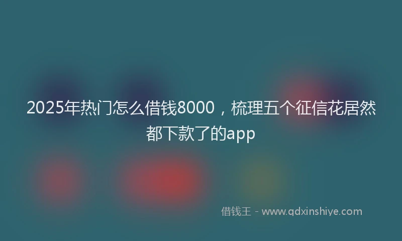 2025年热门怎么借钱8000,梳理五个征信花居然都下款了的app