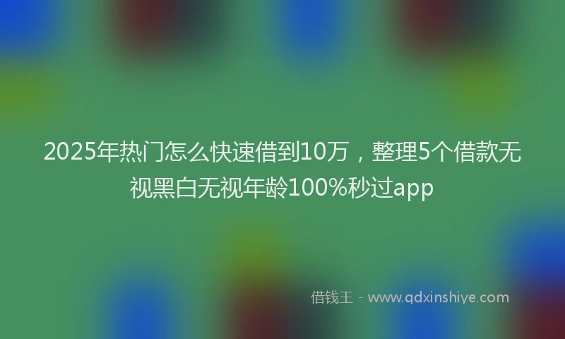 2025年热门怎么快速借到10万，整理5个借款无视黑白无视年龄100%秒过app