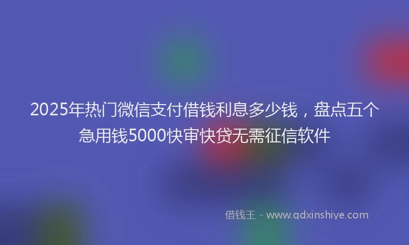 2025年热门微信支付借钱利息多少钱，盘点五个急用钱5000快审快贷无需征信软件