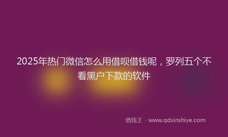 2025年热门微信怎么用借呗借钱呢，罗列五个不看黑户下款的软件