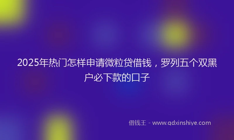 2025年热门怎样申请微粒贷借钱，罗列五个双黑户必下款的口子