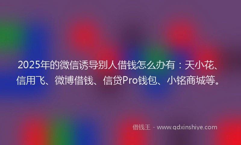 2025年的微信诱导别人借钱怎么办有：天小花、信用飞、微博借钱、信贷Pro钱包、小铭商城等。