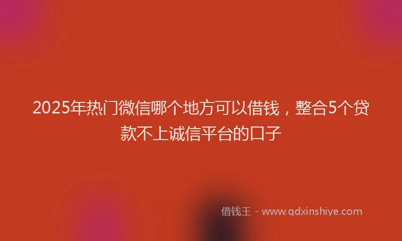 2025年热门微信哪个地方可以借钱，整合5个贷款不上诚信平台的口子