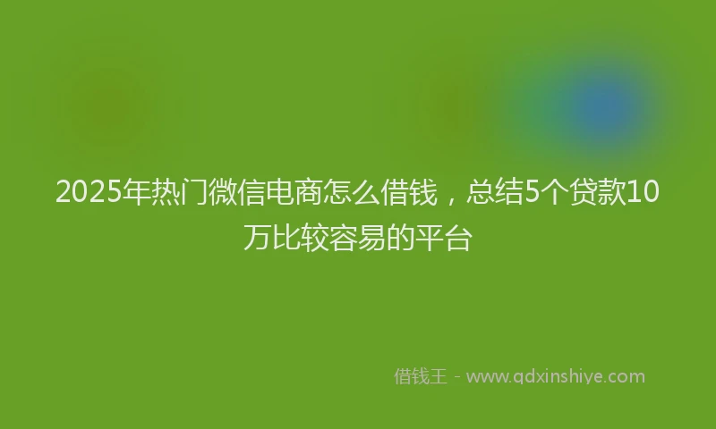 2025年热门微信电商怎么借钱，总结5个贷款10万比较容易的平台