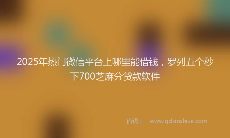 2025年热门微信平台上哪里能借钱，罗列五个秒下700芝麻分贷款软件