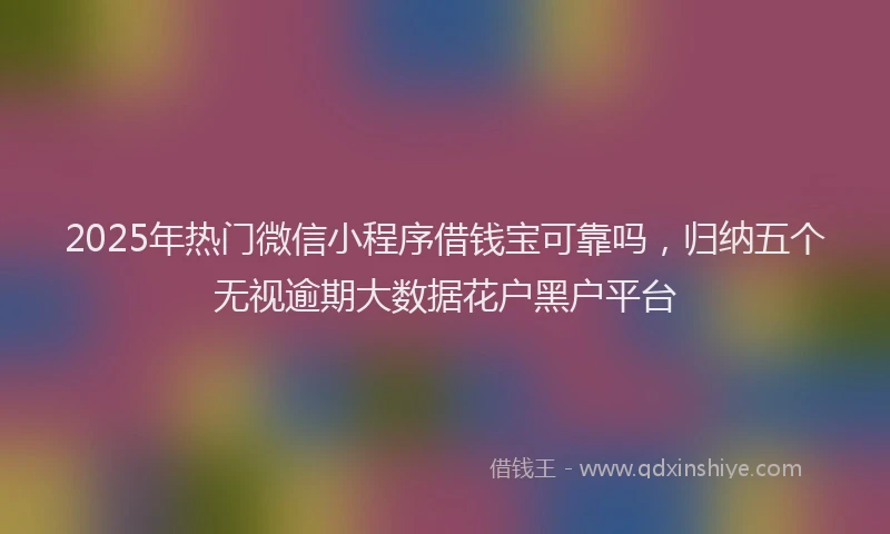 2025年热门微信小程序借钱宝可靠吗，归纳五个无视逾期大数据花户黑户平台