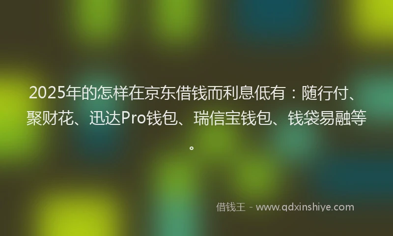 2025年的怎样在京东借钱而利息低有：随行付、聚财花、迅达Pro钱包、瑞信宝钱包、钱袋易融等。