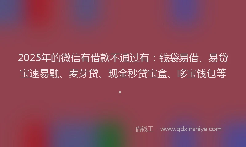 2025年的微信有借款不通过有：钱袋易借、易贷宝速易融、麦芽贷、现金秒贷宝盒、哆宝钱包等。