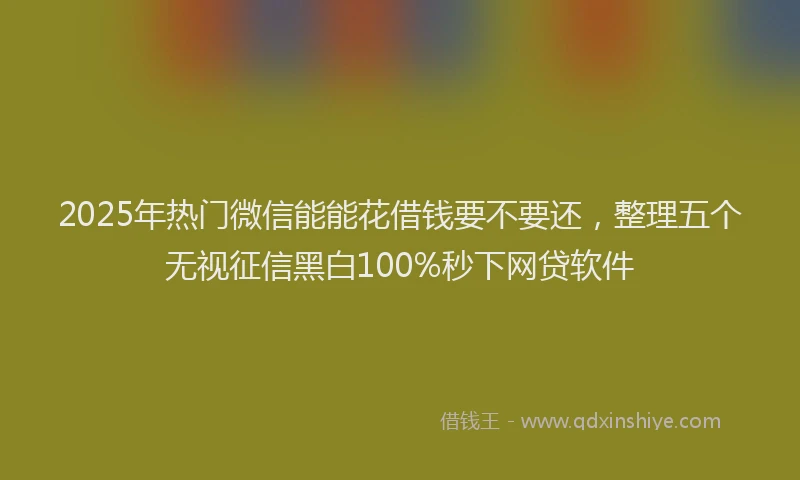 2025年热门微信能能花借钱要不要还，整理五个无视征信黑白100%秒下网贷软件