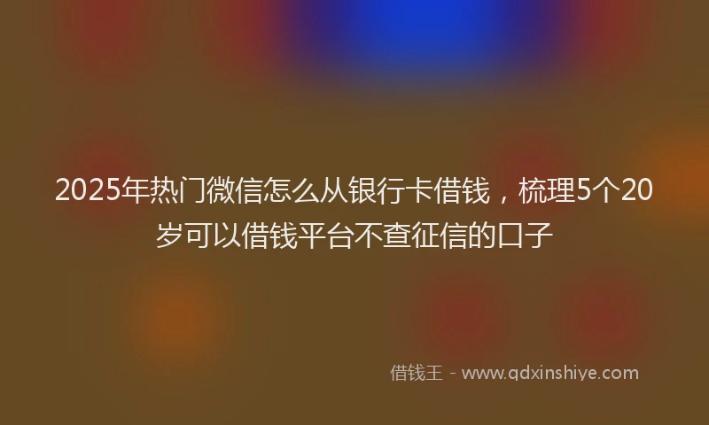 2025年热门微信怎么从银行卡借钱，梳理5个20岁可以借钱平台不查征信的口子