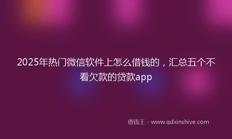 2025年热门微信软件上怎么借钱的，汇总五个不看欠款的贷款app